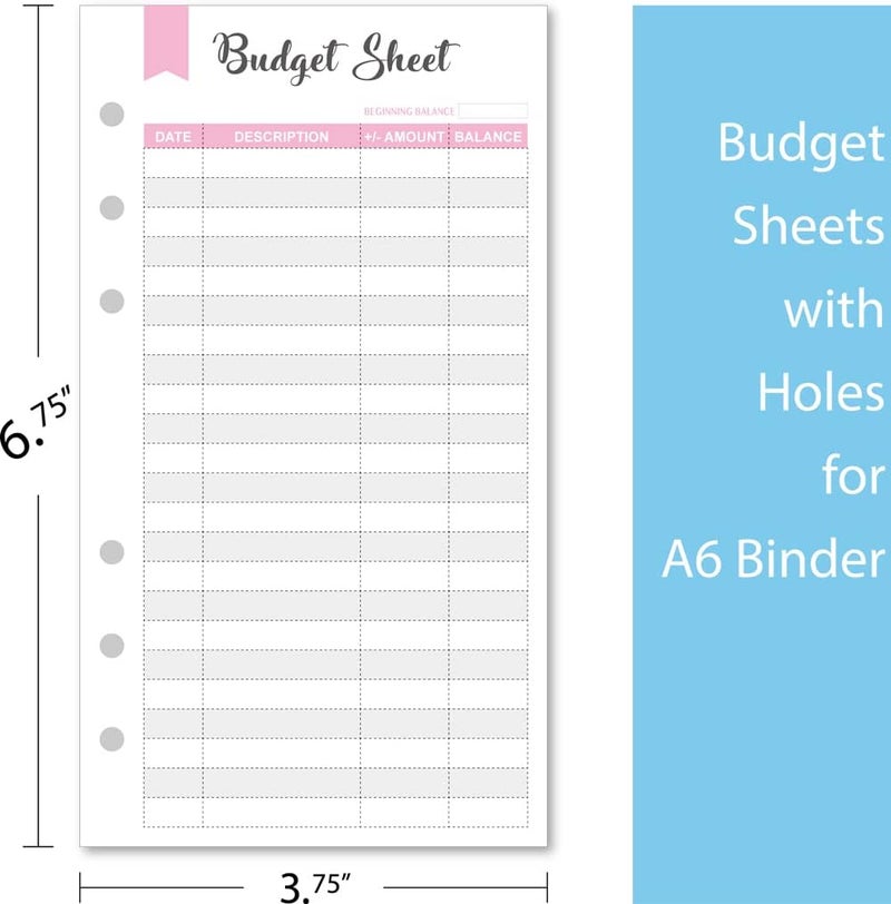 Fan&Ran Set of 90 Sheets Expense Tracker, 6-Hole Punched Budget Sheets for A6 Budget Binder, 3 3/4" x 6 3/4" - Image 4